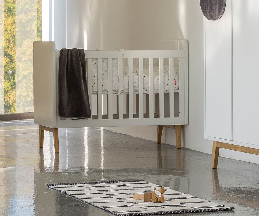 Bed Pericles, Pure White, Pure White 60x120, babybed omvormbaar tot bedbank